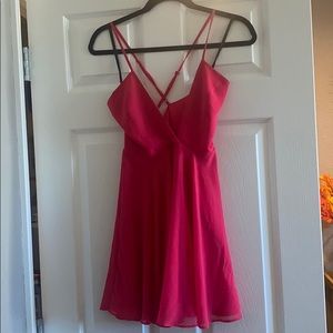 Bebe fit and flare pink strapless dress